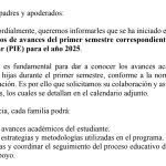 firma y entrega de estados de avances del primer semestre correspondiente al Programa de Integración Escolar (PIE) para el año 2025.